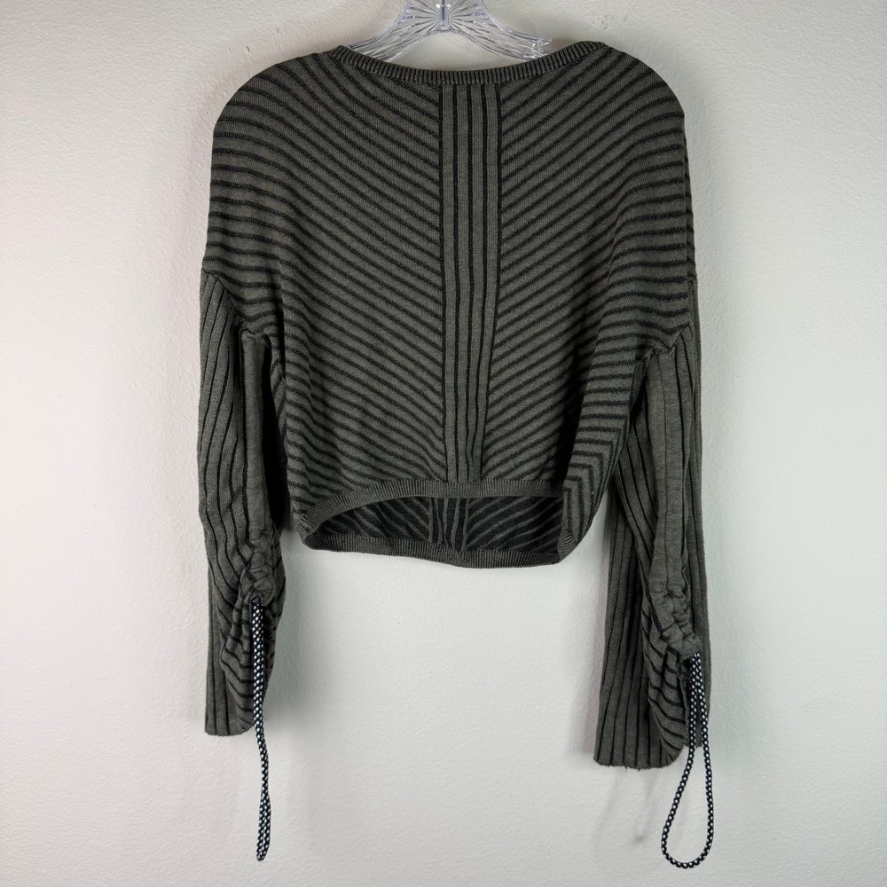 Noisy May Sweater Women S NMDAISY Boatneck Knit Olive Green Striped Bungee Crop